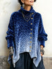 Chic and comfortable blue velvet tunic with leopard print and asymmetrical shape.